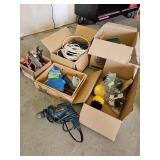 Ryobi Drill, Box of Cable, Brushes, Misc Tools (4 Boxes)