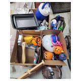 Kitchen Items - Baking Pans, Tins, Halloween Decorations, Glasses, Coffee Cups, Igloo Water Container (4 Boxes)