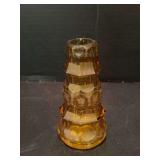 Amber Czech glass vase approx 6” tall
