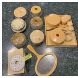 Hair receivers, dresser set, powder jars, etc