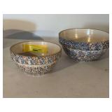 9” & 11” Red, White, and Blue stoneware bowls
