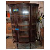 Oak triple curved glass china hutch 15D x 37L x 59H