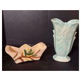 Two pieces McCoy pottery, rectangular planter is chipped