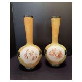 Two hand painted vases 15” tall