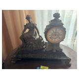 Ansonia Clock Co art nouveau cast iron mantle clock 20x18