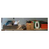 Hand grinder,toolbox of assorted tools, car vac, saws etc...