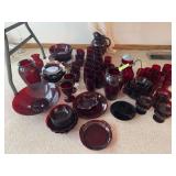 LOTS of ruby red includes plates, cups, pitchers, vases, bowls and so much more Bring your boxes and wrapping paper!!