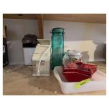 Glass baking dish, popcorn popper, ice crusher, spaghetti jar and more