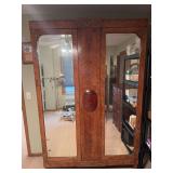 Multi wood double door knock down wardrobe w beveled edge mirrors  17D x 55L x 86H Matches lot 3339