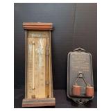 HF White Brighton, IA broom holder and  Standard barometer all original