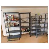 Four metal shelving units, NO CONTENTS