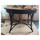 26x42x30H wicker table w wooden top