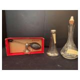 DeVilbiss No.127 atomizer, two barber bottles Probably not the correct stopper