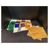 Stained glass pieces 4x4 and (4) pieces slag glass 9x10