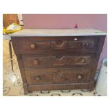 18D x 40L x 33H three drawer dresser w marble top