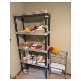 Five tier plastic shelving unit, meat shelf on wheels NO CONTENTS!!