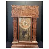 Ingraham kitchen clock w alarm, key present 22.5” tall