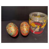 Nested paper Easter eggs and biscuit jar