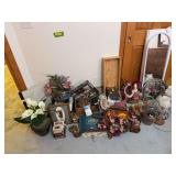 Large qty of assorted household items,clamps, decor, puzzle, artifical plant