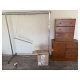 Dresser and chest of drawers set, clothing rack and stepper exerciser