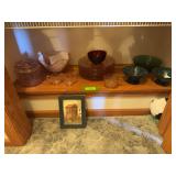 Colored glass includes pink and blue glass