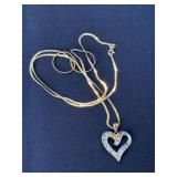24” long chain marked 14kt w diamond heart shaped pendant  **WIRE TRANSFER REQUIRED**