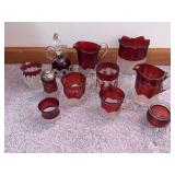 Ruby flashed souvenir glass items