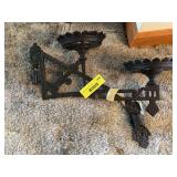 Antique wall mount double kerosene lamp bracket