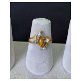 Size 5 smoky quartz ring marked 18 KHGT? One stone does appear to be missing  **WIRE TRANSFER REQUIRED**