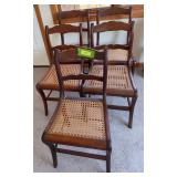 Five walnut cane seat chairs