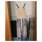 Card table, 4 folding chairs, and ironing board