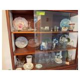 All glassware in large hutch and box of candlewick Glassware