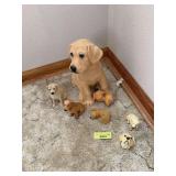 Yellow lab figurines includes two small Sandicast