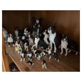 Many Boston Terrier figurines includes Made in Japan, Sandicast, etc L side 2nd shelf