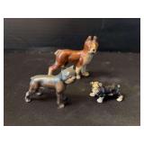 Three metal/cast Boston Terrier figurines