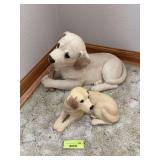 Two yellow lab Sandicast figurines