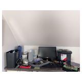 Two metal file cabinets with Formica top and office supplies NO BUGS BUNNY