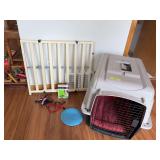 Hard side dog kennel, pet gate, XS dog harnesses, yard trainer, super flyer disc