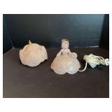 Frosted pink Victorian Lady bedside lamp