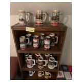 Eighteen Budweiser steins