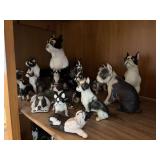 Many Boston Terrier figurines includes Lefton, Made in Japan, etc L side top shelf