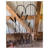 Double shepherds hook and 4’ tall decorative metal cattails