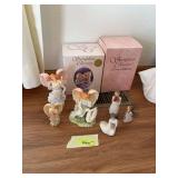 Three Willow Tree figurines and three Seraphim Classics angels