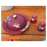 Coors Rosebud Pottery salt & pepper, covered muffin