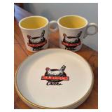 (2) Babcock Healthy Chicks mugs with plate