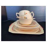 8pcs Homer Laughlin China Co Mexicana includes (2) cups, 1 bowl, 1 saucer, (3) 8” deep plates, 12” platter