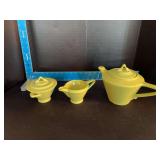 Homer Laughlin China Co Harlequin teapot, cream & sugar