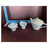 Homer Laughlin China Co Harlequin teapot, cream & sugar