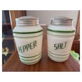 Beehive milk glass salt & pepper shakers