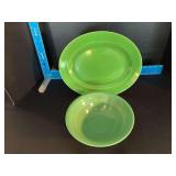 Homer Laughlin China Co Harlequin 8.5” round serving bowl and 13” oval serving platter